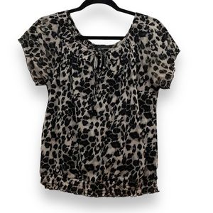 INC Petite Animal Print Elastic Waist Blouse